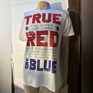 Celebrate Patriotic Distressed T-Shirt | Size Medium (38–40) | Red, White, Blue